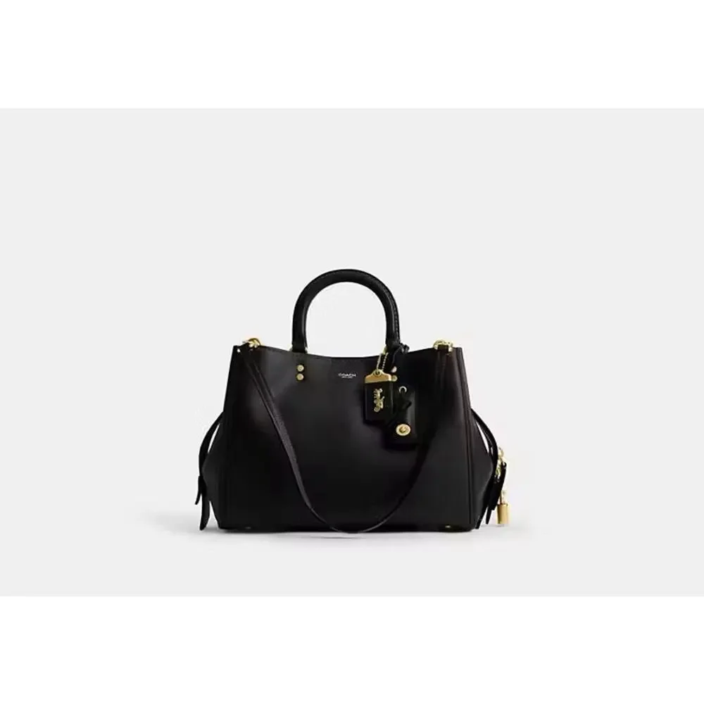 NWT Coach Rogue 31 Bag in Black Pebbled Leather & Brass Satchel Handbag CCX23